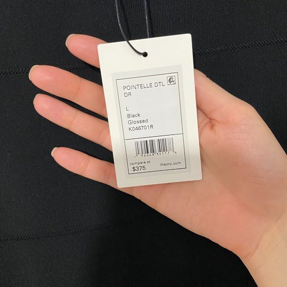 Theory Black Pointelle Dress in Stretch Knit Size L - Picture 6 of 10